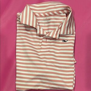 Vineyard Vines Boys Coral and White Striped Polo